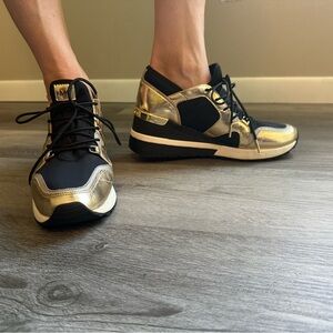 Michael Kors Black and Gold Athletic Shoes
